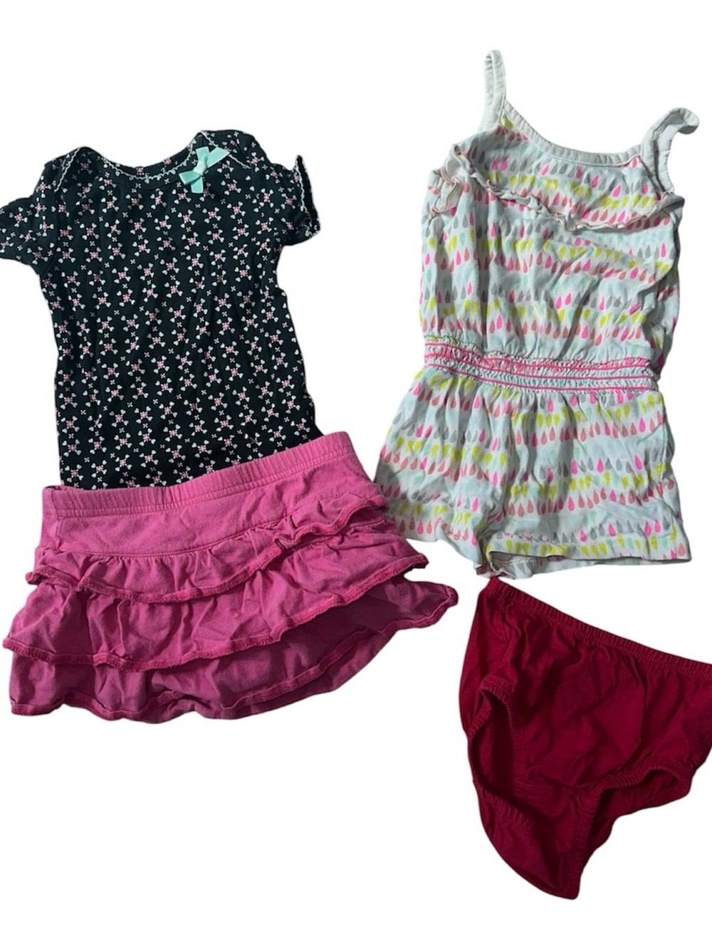 Baby Girl Onesie / Bodysuit, Romper, Skirt & Diaper Cover Bundle